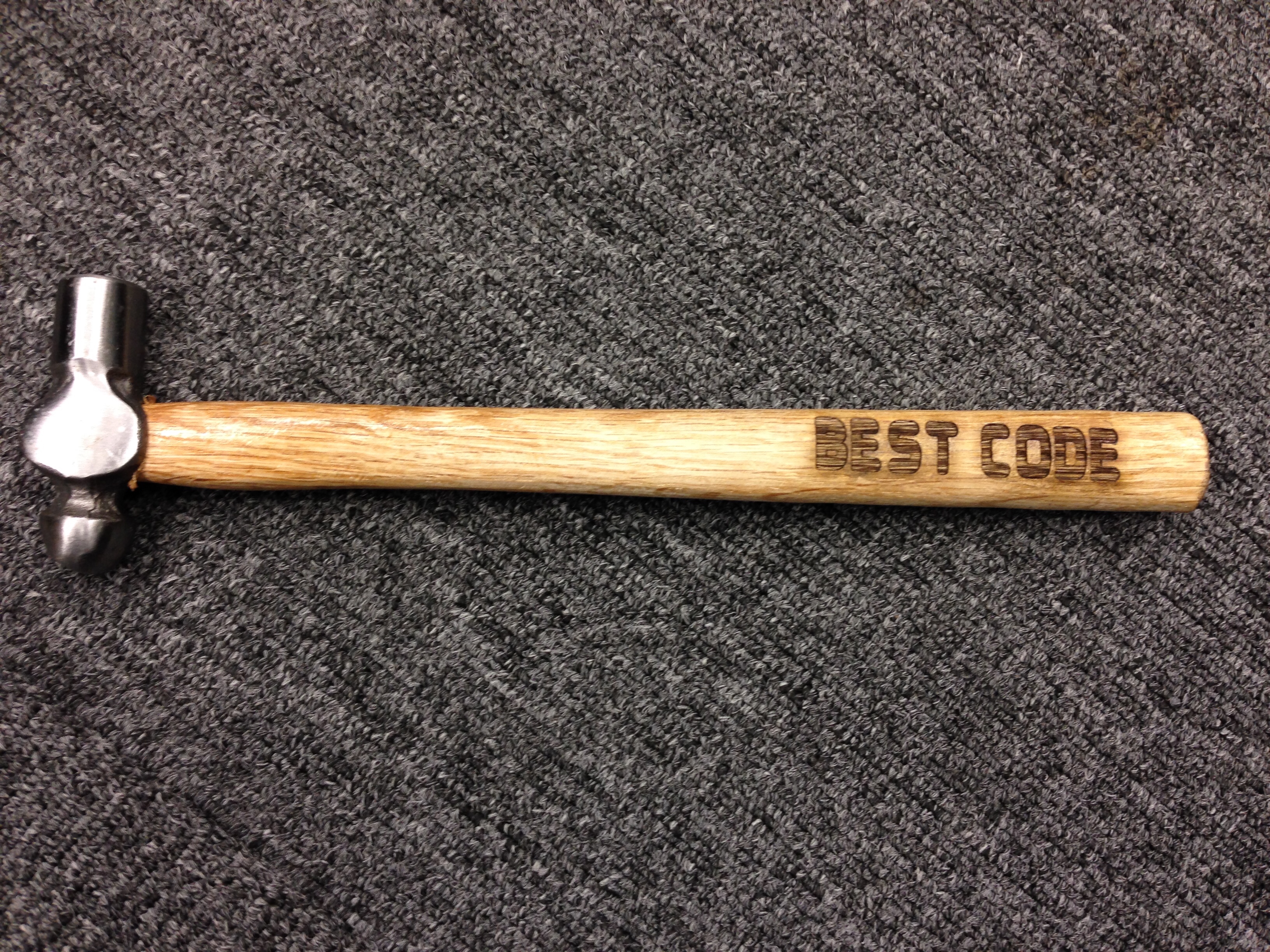 'Best Code' hammer, one of the three HAMR trophies.